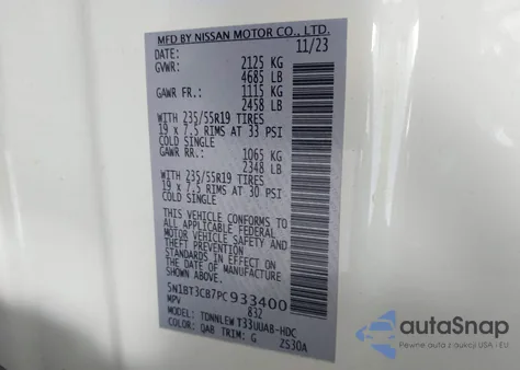 2023 Nissan Rogue Sl Intelligent Awd z USA, uszkodzony, nr VIN 5N1BT3CB7PC933400